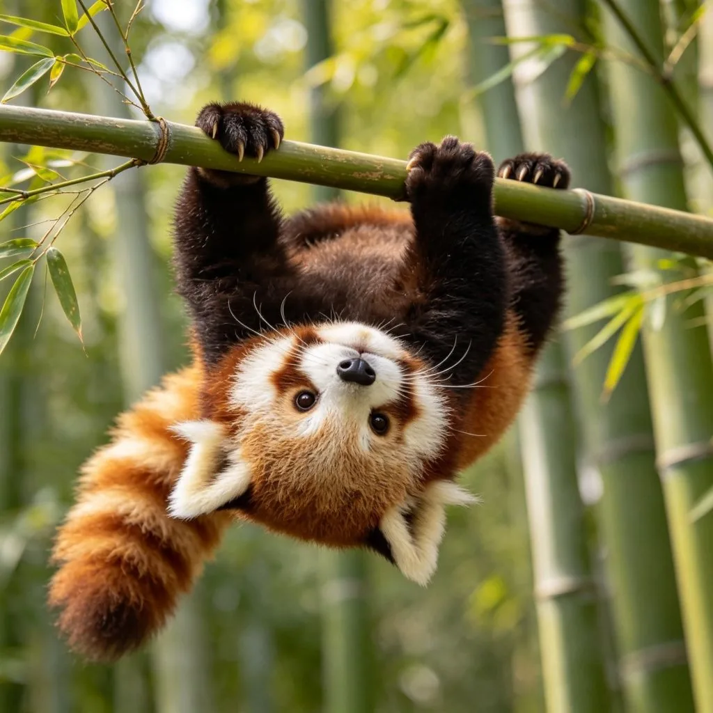 萌寵日常 - 倒掛的小熊貓：動物園裡最矯健的運動員