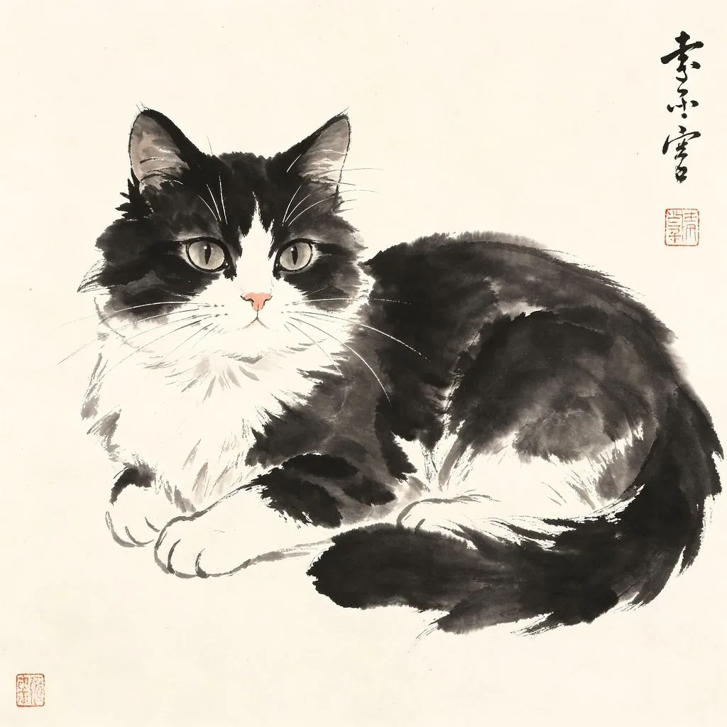 寵物藝術 - 水墨畫中的貓咪：東方藝術的禪意與寵物