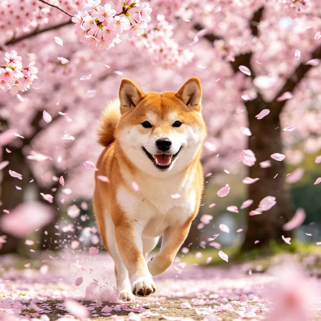 狗狗日記 - 櫻花奔跑的柴犬：春天最治愈的畫面
