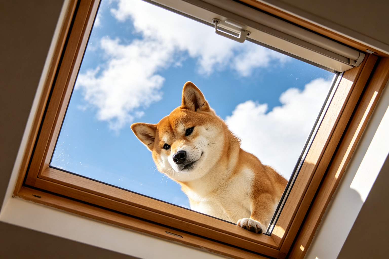 天窗仰拍的柴犬:狗狗眼中的天空 - 從天窗仰拍柴犬,狗狗眼中的藍天白雲 ZooTecture 從天窗仰拍柴犬,狗狗眼中的藍天白雲 - 天窗仰拍的柴犬:狗狗眼中的天空