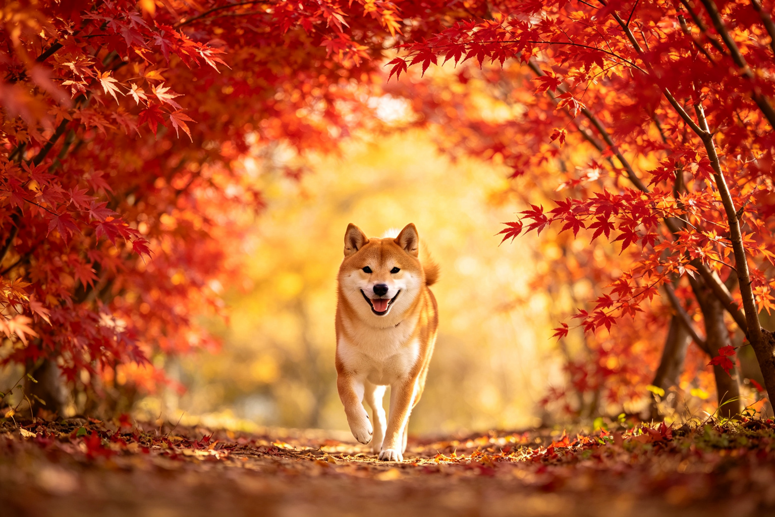 紅葉隧道中的柴犬:秋天最浪漫的散步 - 柴犬走在紅楓葉隧道中,秋天最浪漫的散步 ZooTecture 柴犬走在紅楓葉隧道中,秋天最浪漫的散步 - 紅葉隧道中的柴犬:秋天最浪漫的散步