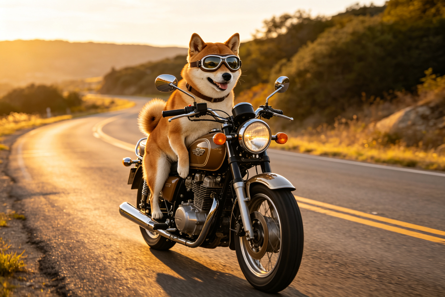 復古摩托上的柴犬:狗狗的冒險精神 - 柴犬騎在復古摩托車上戴著護目鏡,狗狗的冒險精神 ZooTecture 柴犬騎在復古摩托車上戴著護目鏡,狗狗的冒險精神 - 復古摩托上的柴犬:狗狗的冒險精神