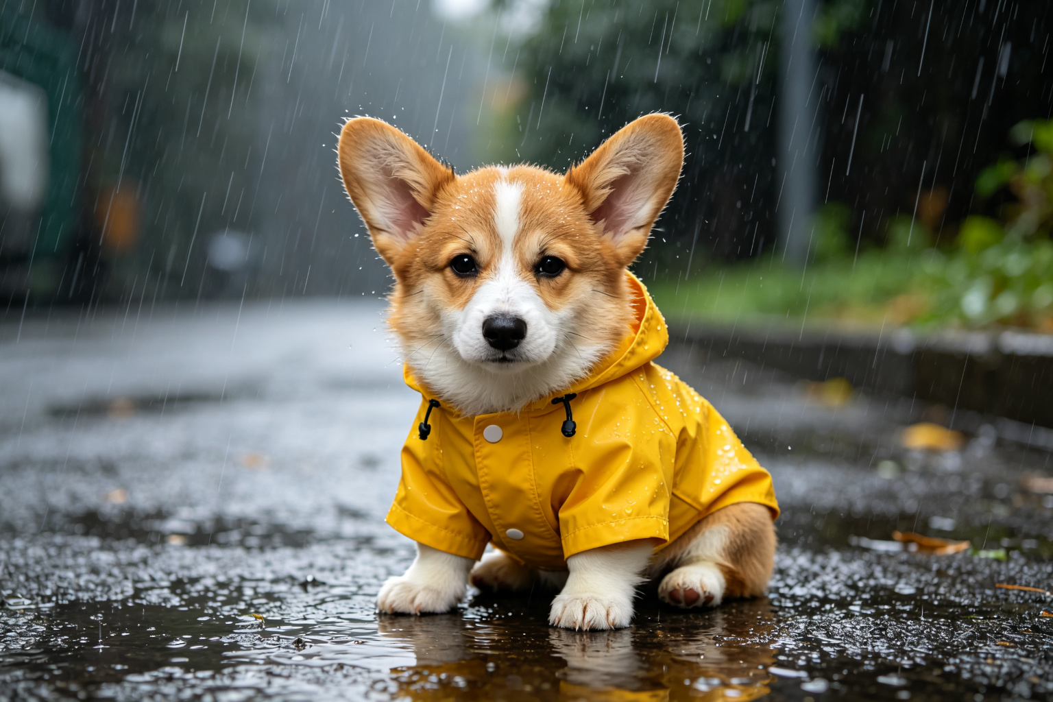 黃色雨衣的柯基幼犬:狗狗的雨天時尚 - 柯基幼犬穿黃色雨衣,狗狗的雨天時尚 ZooTecture 柯基幼犬穿黃色雨衣,狗狗的雨天時尚 - 黃色雨衣的柯基幼犬:狗狗的雨天時尚