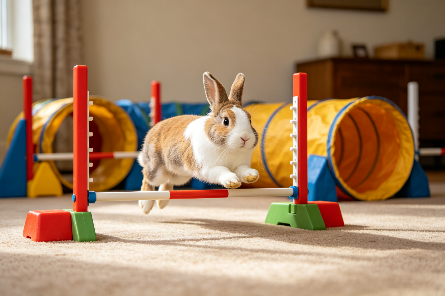 agility course的兔子:兔兔的運動天賦 - 兔子在敏捷訓練場中跳躍,兔兔的運動天賦 ZooTecture 兔子在敏捷訓練場中跳躍,兔兔的運動天賦 - agility course的兔子:兔兔的運動天賦